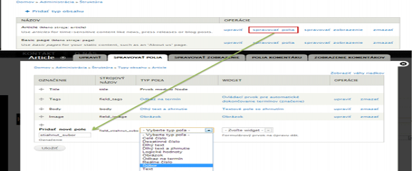 Drupal Ako pridat pole do clanku 